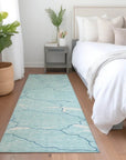 LOOMLAN Rugs Sahari Teal Washable Indoor-Outdoor Rug