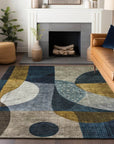 LOOMLAN Rugs Seraphine Blue Washable Indoor-Outdoor Rug
