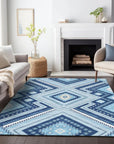 LOOMLAN Rugs Solene Navy Washable Indoor-Outdoor Rug