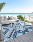 LOOMLAN Rugs Solene Navy Washable Indoor-Outdoor Rug