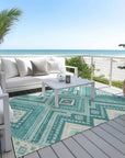 LOOMLAN Rugs Solene Teal Washable Indoor-Outdoor Rug