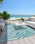 LOOMLAN Rugs Solstice Teal Washable Indoor-Outdoor Rug