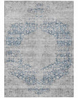 LOOMLAN Rugs Sylvia Blue Washable Indoor-Outdoor Rug