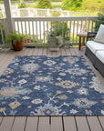 LOOMLAN Rugs Talitha Blue Washable Indoor-Outdoor Rug
