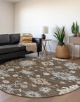 LOOMLAN Rugs Talitha Brown Washable Indoor-Outdoor Rug