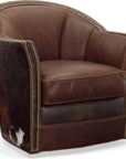 Texas Love Leather on Hide Western Swivel Club Chair - LOOMLAN - Uptown Sebastian - Club Chairs