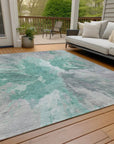 LOOMLAN Rugs Theodara Teal Washable Indoor-Outdoor Rug