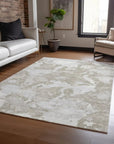 LOOMLAN Rugs Vantar Brown Washable Indoor-Outdoor Rug