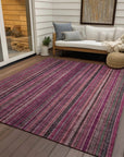 LOOMLAN Rugs Velatrix Pink Washable Indoor-Outdoor Rug