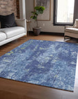 LOOMLAN Rugs Veldan Blue Washable Indoor-Outdoor Rug