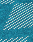 LOOMLAN Rugs Velina Teal Washable Indoor-Outdoor Rug