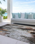 LOOMLAN Rugs Verentha Gray Washable Indoor-Outdoor Rug