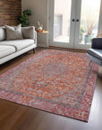 LOOMLAN Rugs Vexira Orange Washable Indoor-Outdoor Rug