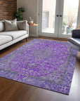 LOOMLAN Rugs Vexira Purple Washable Indoor-Outdoor Rug
