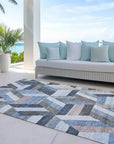 LOOMLAN Rugs Viella Blue Washable Indoor-Outdoor Rug