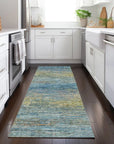 LOOMLAN Rugs Viya Blue Washable Indoor-Outdoor Rug