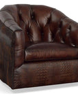 Wild Child Leather on Hide Western Swivel Club Chair - LOOMLAN - Uptown Sebastian - Club Chairs