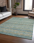 LOOMLAN Rugs Ysadora Teal Washable Indoor-Outdoor Rug