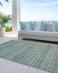 LOOMLAN Rugs Ysadora Teal Washable Indoor-Outdoor Rug