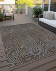 LOOMLAN Rugs Zena Brown Washable Indoor-Outdoor Rug