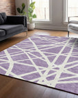 LOOMLAN Rugs Zephina Purple Washable Indoor-Outdoor Rug