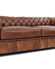 88" Caramel Brown Chesterfield Leather Sofa Made to Order - Uptown Sebastian