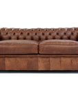 88" Caramel Brown Chesterfield Leather Sofa Made to Order - Uptown Sebastian
