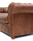88" Caramel Brown Chesterfield Leather Sofa Made to Order - Uptown Sebastian