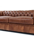 88" Caramel Brown Chesterfield Leather Sofa Made to Order - Uptown Sebastian