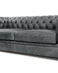 Uptown Sebastian Gary Slate Grey Chesterfield Leather Sofa Made to Order