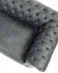 Uptown Sebastian Gary Slate Grey Chesterfield Leather Sofa Made to Order