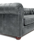 Uptown Sebastian Gary Slate Grey Chesterfield Leather Sofa Made to Order