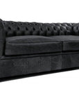 88" Vintage Black Chesterfield Leather Sofa Made to Order - Uptown Sebastian