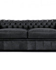 88" Vintage Black Chesterfield Leather Sofa Made to Order - Uptown Sebastian