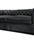 88" Vintage Black Chesterfield Leather Sofa Made to Order - Uptown Sebastian
