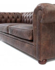 88" Vintage Brown Chesterfield Leather Sofa Made to Order - Uptown Sebastian