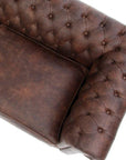 88" Vintage Brown Chesterfield Leather Sofa Made to Order - Uptown Sebastian