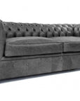 88" Vintage Grey Chesterfield Leather Sofa Made to Order - Uptown Sebastian