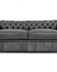 88" Vintage Grey Chesterfield Leather Sofa Made to Order - Uptown Sebastian