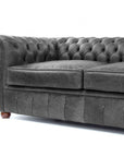 88" Vintage Grey Chesterfield Leather Sofa Made to Order - Uptown Sebastian