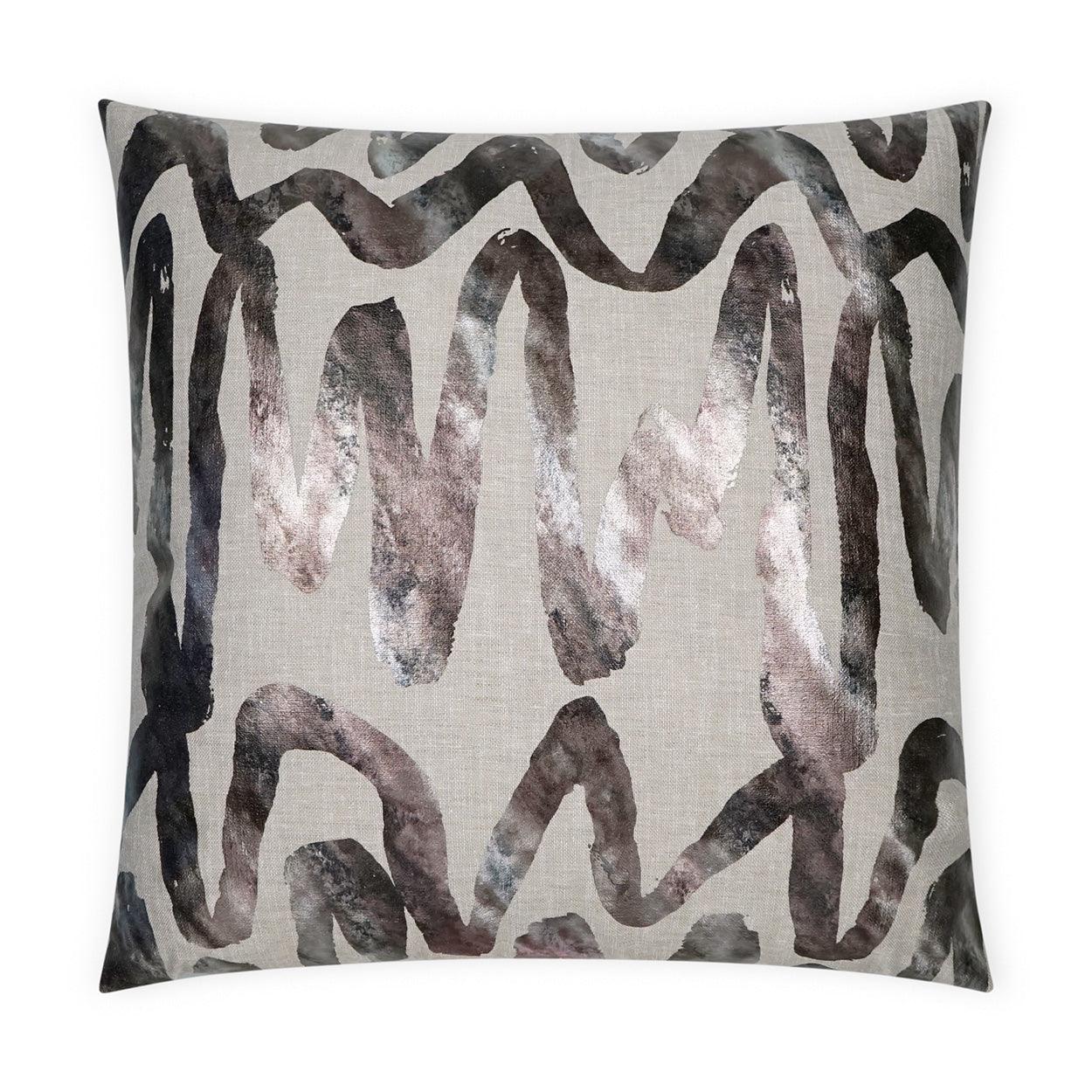 Alita Pewter Abstract Silver Large Throw Pillow With Insert - Uptown Sebastian