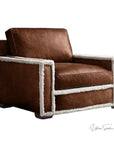 Austin Brown Benchmade Aniline Leather Club Chair With Shearing Trim - Uptown Sebastian