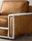 Austin Brown Benchmade Aniline Leather Club Chair With Shearing Trim - Uptown Sebastian