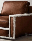 Austin Brown Benchmade Aniline Leather Club Chair With Shearing Trim - Uptown Sebastian