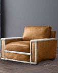 Austin Brown Benchmade Aniline Leather Club Chair With Shearing Trim - Uptown Sebastian
