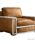 Austin Brown Benchmade Aniline Leather Club Chair With Shearing Trim - Uptown Sebastian