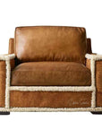 Austin Brown Benchmade Aniline Leather Club Chair With Shearing Trim - Uptown Sebastian