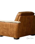 Austin Brown Benchmade Aniline Leather Club Chair With Shearing Trim - Uptown Sebastian