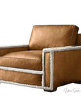 Austin Brown Benchmade Aniline Leather Club Chair With Shearing Trim - Uptown Sebastian