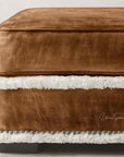 Austin Brown Benchmade Aniline Leather Ottoman With Shearing Trim - Uptown Sebastian